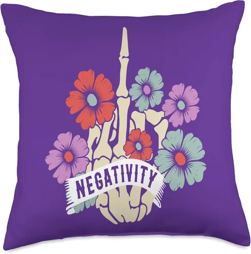 Vista 4 de Cute Skull Girl Squad Trendy Fashion Women Graphic Negativity - Almohada de diseño floral con diseño de calavera de azúcar y rosas coloridas, 16 x