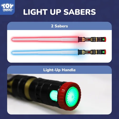 Vista 7 de TOY Life Paquete de 2 espadas de luz de sable oscuro para niños, espada iluminada LED, inquisidor, espadas iluminadas para niños, sable de luz