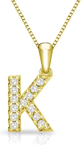 Vista 55 de Collar colgante con letra inicial de diamantes en oro amarillo de 14k (1/10 quilates) 18 pulgadas