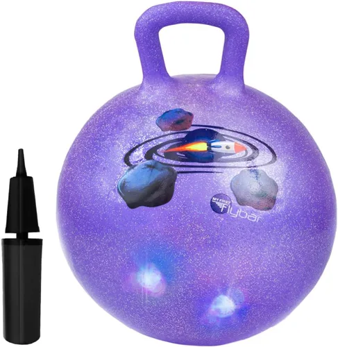 Vista 12 de Flybar - Bola saltarina para niños, pelota inflable con asa para jugar en interiores y exteriores, incluye bomba, juguete de pelota saltarina