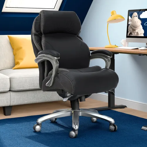 Vista 2 de Silla de oficina Serta grande y alta con capas inteligentes y tecnología de aire, Cuero, Negro