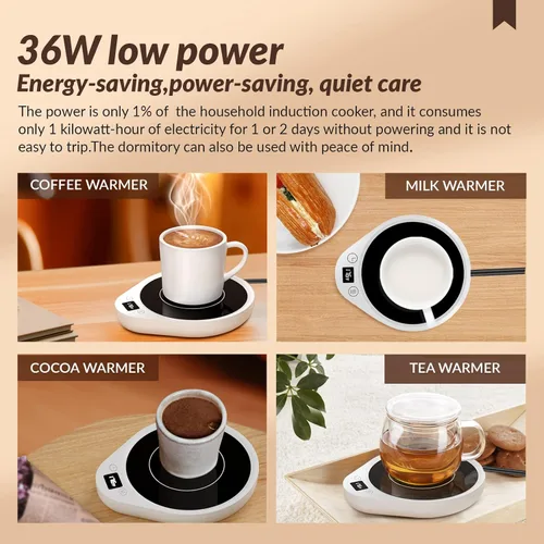 Vista 6 de Calentador de tazas, calentador de café mejorado y calentador de tazas para escritorio con 3 configuraciones de temperatura, calentador de taza