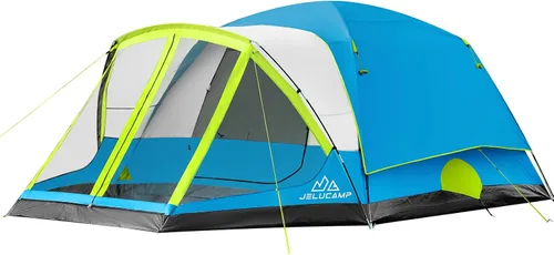 Vista 10 de JELUCAMP Tienda de campaña familiar grande impermeable para 6/8 personas para camping, tienda de campaña con porche con mosquitero, relajación sin