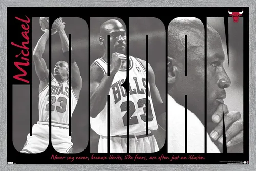 Vista 16 de Trends International Michael Jordan - Póster de pared con texto en inglés "Never Say Never Say Never", 22.4 pulgadas de largo x 14.7 pulgadas