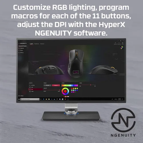 Vista 6 de HyperX Pulsefire Raid - Mouse para juegos, 11 botones programables, RGB, diseño ergonómico, agarres laterales cómodos, personalización controlada