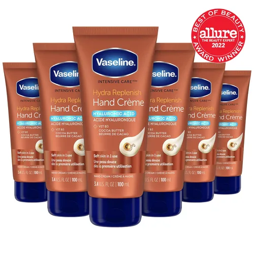 Vista 3 de Vaseline Crema hidratante de manos de cuidado intensivo para manos secas Hydra Replenish Hecho con ácido hialurónico, vitamina B3 y manteca