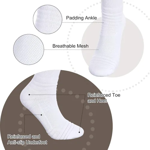 Vista 6 de 16 pares de calcetines de fútbol para jóvenes, ultra largos, acolchados, calcetines de fútbol de compresión para hombres y niños