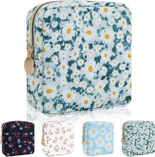 Vista 53 de Iqimott Bolsa Grande de Maquillaje de Nylon, Neceser de Viaje, Bolsa Grande de Cosméticos Preppy, Organizador de Maquillaje de Nylon, Bolsa de Beige