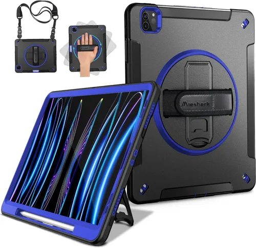 Vista 8 de Miesherk Funda para iPad Pro 11 2022/2021: 4ª generación de grado militar, resistente, soporte giratorio a prueba de golpes + correa de mano/hombro