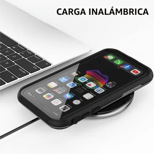 Vista 6 de funda impermeable para IPhone de 6.1 con protector de pantalla sub-acuático a prueba de golpes, cuerpo completo a prueba de polvo, funda resistente