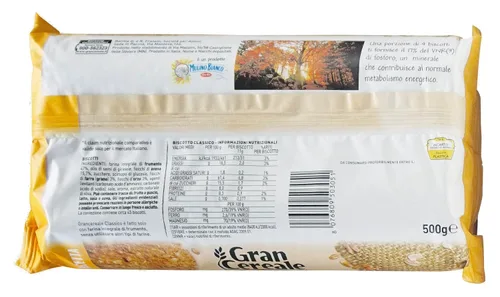 Vista 2 de Mulino Bianco: Galletas de cereales "Gran Cereale Classico" (sabor clásico), galletas altas en fibras, paquetes de 17.63 onzas (17.64 oz)