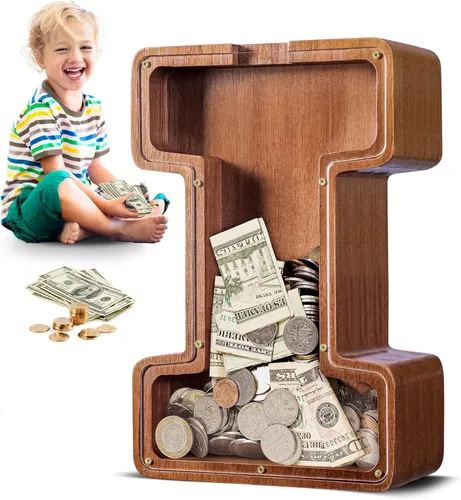 Vista 87 de SummiDate Alcancía de madera de letra para niños y niñas, Alfabeto, personalizada, regalo de cumpleaños y pascua para niños (A)