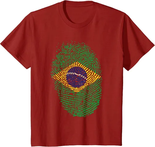 Vista 8 de Camiseta patriótica de la bandera brasileña con huella dactilar Asphalt Grey