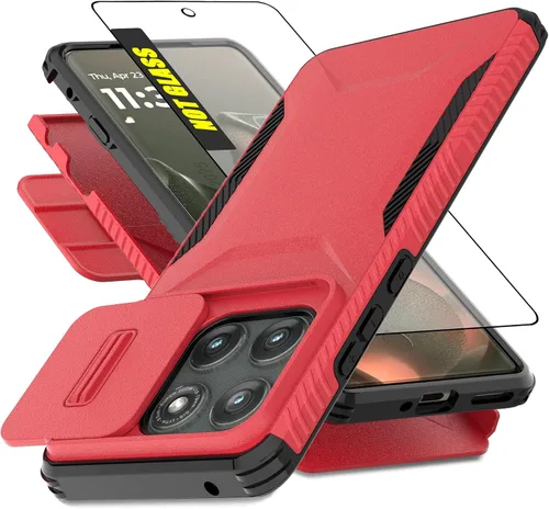 Vista 8 de Funda para Motorola Moto Edge 2025 con 1 protector de pantalla HD y cubierta para cámara deslizante [grado militar], funda protectora resistente a