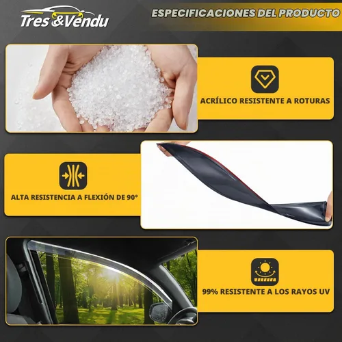 Vista 6 de Viseras para ventanas para Mazda 3 Sedán 4 puertas 2004 2005 2006 2007 2008 2009 estilo JDM Mugen, deflector de viento, protector solar y de lluvia