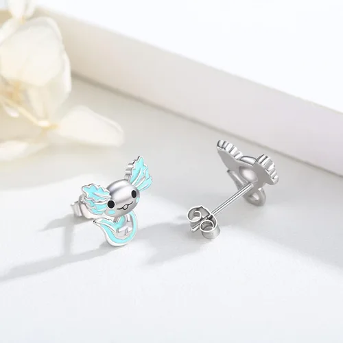 Vista 3 de 925 Sterling Silver Axolotl Earrings White GoldRose Gold Axolotl Jewelry for Women Girls PinkBlue Axolotl Gifts