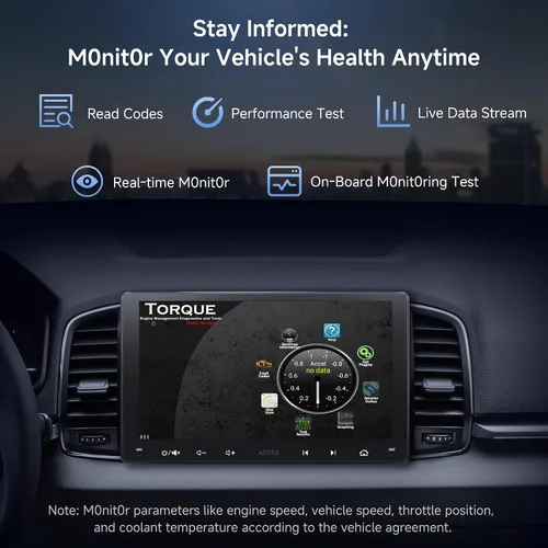 Vista 4 de A5L Estéreo Android de doble DIN de 9 pulgadas con escáner OBD2, CarPlay inalámbrico y Android Auto, Wi-Fi/Bluetooth/USB, seguimiento GPS, 24B EQ