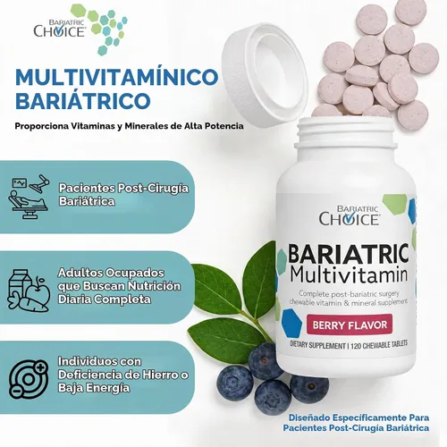 Vista 6 de Bariatric Choice Multivitamínico masticable con hierro y 300 mg de calcio