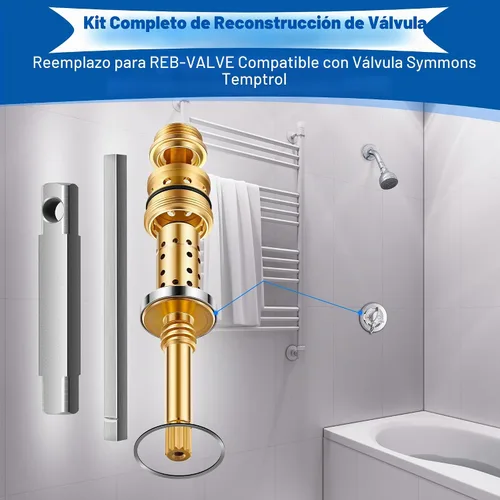 Vista 3 de Enhon Kit de reconstrucción de válvula de repuesto para REB-VALVE, compatible con válvula Temptrol Symmons, conjunto de husillo TA-10, asientos