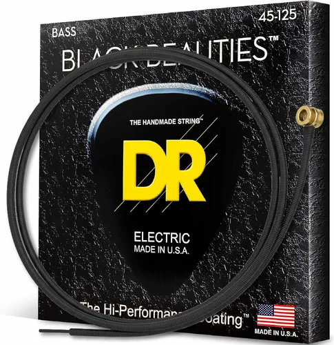 Vista 12 de DR Strings Beauties-Black Coated Steel 6 Cuerdas de guitarra bajo, calibre 30-125, núcleo redondo (BKB6-30)