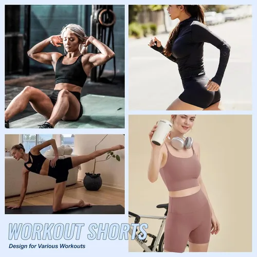Vista 5 de 3 Pack High Waisted Biker Shorts for Women 3" 5" 8" Black Workout Yoga Compression Novelty Shorts for Running