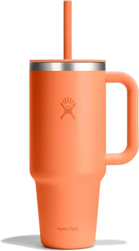 Vista 33 de Hydro Flask Vaso de Viaje con Asa, Tapa y Pajita - Acero Inoxidable Aislado en 24 Oz Aloe