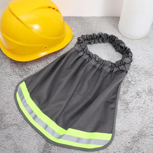 Vista 9 de Sombrero duro de malla de poliéster con visera completa, visera reflectante para el cuello Gris