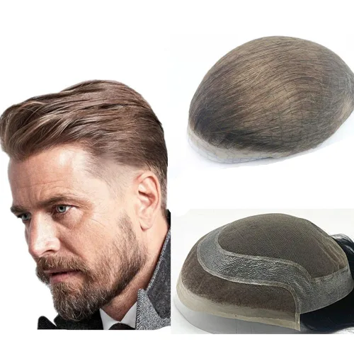 Vista 8 de N.L.W. NLW Hollywood Toupee para hombre Piezas de pelo europeo virgen sistema de reemplazo de cabello humano para hombres 10 x 8 pulgadas