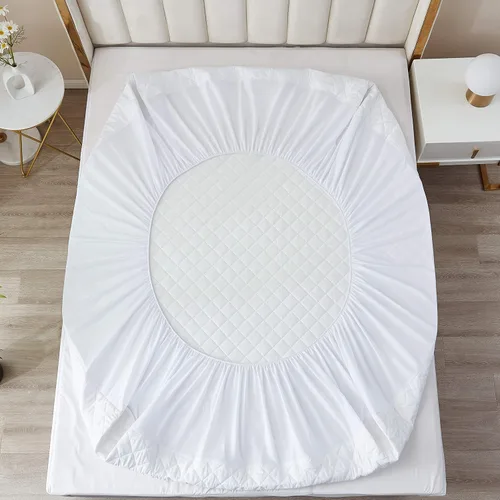 Vista 5 de Protector de colchón 100% impermeable, acolchado y refrescante, bolsillo profundo de 13 a 15 pulgadas, suave y transpirable, lavable a máquina, sin