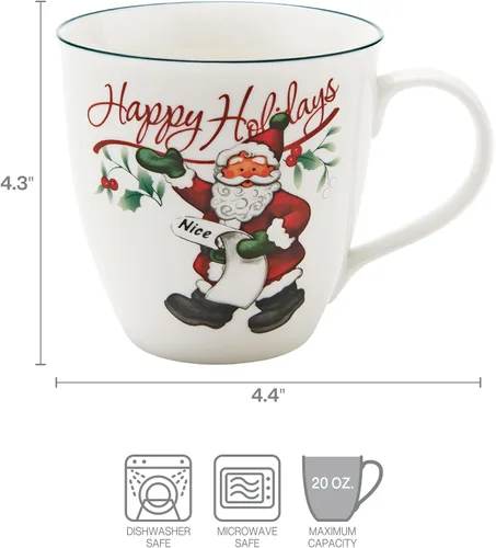 Vista 3 de Pfaltzgraff Winterberry - Taza de porcelana Naughty And Nice (juego de 2), 20 onzas, surtido