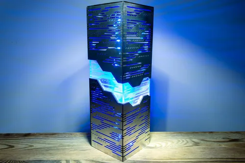 Vista 8 de Lámpara de noche Neon Horizon Estilo futurista de aspecto metálico Linterna hecha a mano