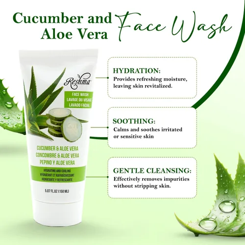 Vista 3 de Reshma Beauty Jabón facial de pepino y aloe vera, limpiador para todo tipo de piel y piel opaca, limpiador suave para nutrir e hidratar la piel