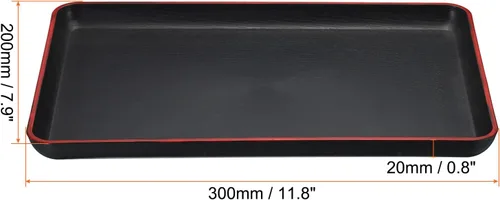 Vista 2 de PATIKIL Bandeja rectangular de plástico de estilo japonés, 11.8 x 7.9 pulgadas, reutilizable, de grano de madera, bandeja para servir té, hogar