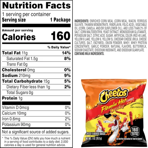 Vista 3 de Cheetos Snacks con sabor a queso, Flamin' Hot Crunchy, 1 onza (paquete de 40)