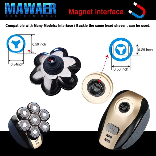 Vista 2 de Cabezales de repuesto universales magnéticos de 7 cuchillas compatibles con la afeitadora Freedom Eagle, compatibles con las marcas de afeitadoras 7