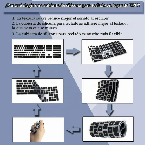 Vista 5 de Funda de teclado de silicona para teclado Apple Magic con teclado numérico MQ052LL/A (A1843) Diseño de EE. UU. Ultra Thin Protector Skin (negro)