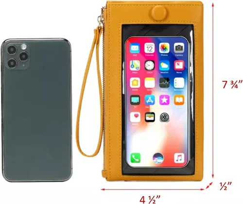 Vista 4 de Funda de cuero para teléfono con pantalla táctil, cartera de mano para mujeres y niñas