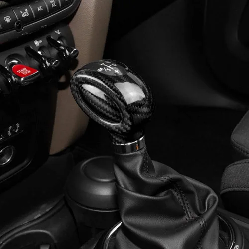Vista 5 de AIRSPEED Cubierta de la perilla de la palanca de cambios de fibra de carbono, calcomanía interior para Mini Cooper F54 F55 F56 F57 F60 Accesorios
