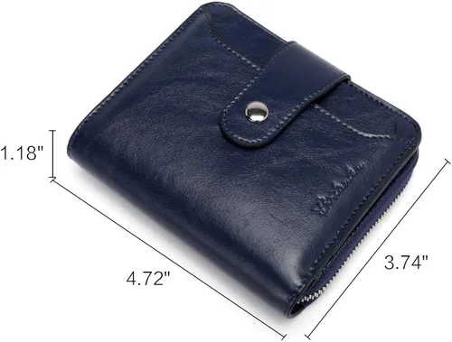 Vista 7 de BOSTANTEN - Billeteras de piel para mujer, con bloqueo RFID, con cremallera y bolsillo, billetera pequeña de dos cuerpos, con tarjetero