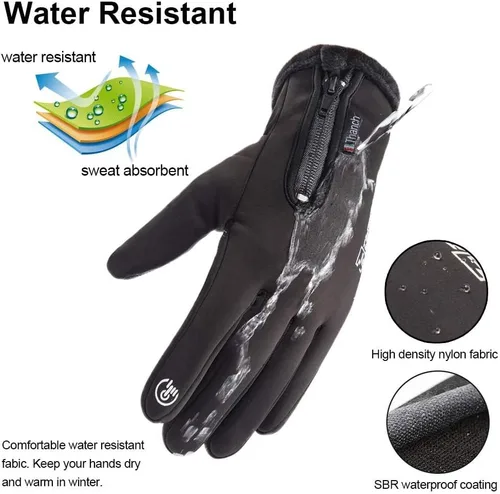 Vista 5 de Guantes de invierno cálidos, aptos para pantalla táctil, para clima frío, guantes de conducción, resistentes al viento, antideslizantes, guantes