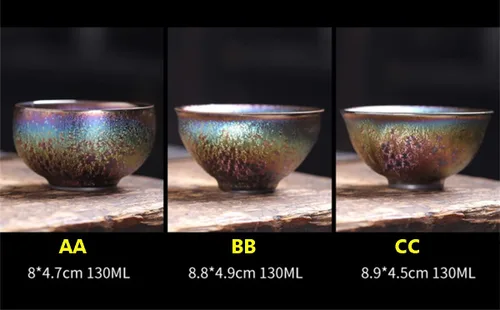 Vista 5 de Colorido JianZhan Tenmoku Taza de té Cuenco de artesanía china antigua Taza de la colección de diseñador, ceremonia de estilo antiguo hecho a mano