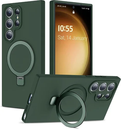 Vista 39 de SKYLMW - Funda para Samsung Galaxy S23 con soporte, 6.1 pulgadas, color negro Soporte de anillo magnético, compatible con Mag-Safe, funda