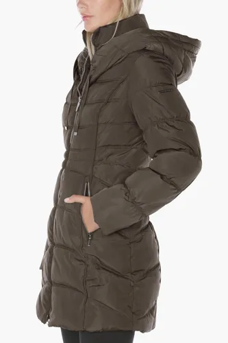 Vista 10 de LAUNDRY BY SHELLI SEGAL Chaqueta acolchada con capucha 34 para mujer con ribete de piel sintética