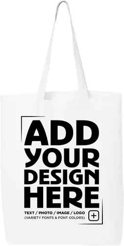 Vista 16 de shop4ever Diseño personalizado de encargo su propio bolso de compras reutilizable del bolso de compras de Eco del algodón del regalo personalizable