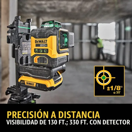 Vista 4 de DEWALT Nivel láser máximo de 20 V, láser de línea cruzada, 3X360, verde, solo herramienta (DCLE34031B)