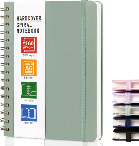 Vista 8 de LABUK Cuaderno de espiral de 8.5 x 11 pulgadas, cuadernos A4 de tapa dura para mujer, 55 hojas y 110 páginas, diario grande para el trabajo