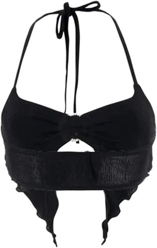 Vista 3 de KMBANGI Corsé de encaje sexy para mujer, camiseta corta sin mangas Y2K, tirantes delgados, corsé push up, ropa de club