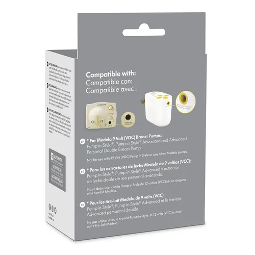 Vista 3 de Medela Bomba con estilo con adaptador de corriente MaxFlow, cable de fuente de alimentación de doble voltaje de 110-240 V para uso internacional