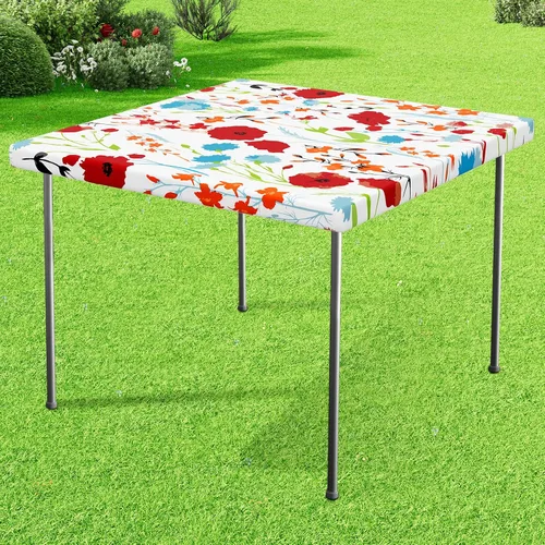Vista 51 de misaya Mantel rectangular de vinilo, mantel ajustable, 100% impermeable, borde elástico, reverso de franela, mantel de plástico para mesas plegables
