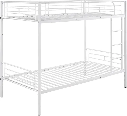 Vista 7 de Harper & Bright Designs Litera de metal individual sobre individual con escalera extraíble, marco de cama resistente con rieles de protección